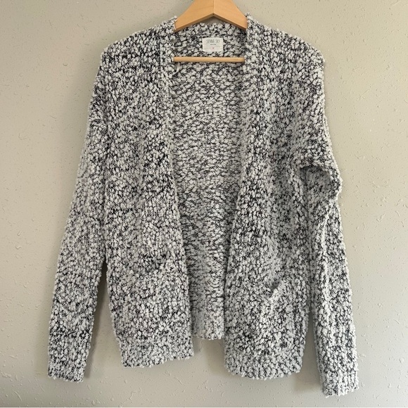 Sienna Sky White Black Marled Cardigan Soft Comfy Casual Fall Winter Medium - Picture 1 of 6